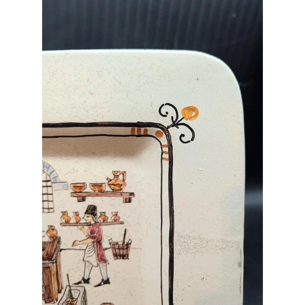 Vintage‎ Rampini Ceramics Italian Pottery Square Wall Plate 10.5